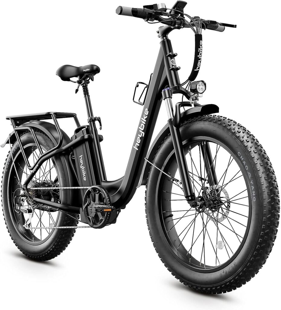 Heybike Explore Electric Bike for Adults 48V 20AH Removable Massive Battery, 750W Brushless Motor, 26 x 4.0 Fat Tire Step-Thru Ebike up to 28MPH,7-Speed