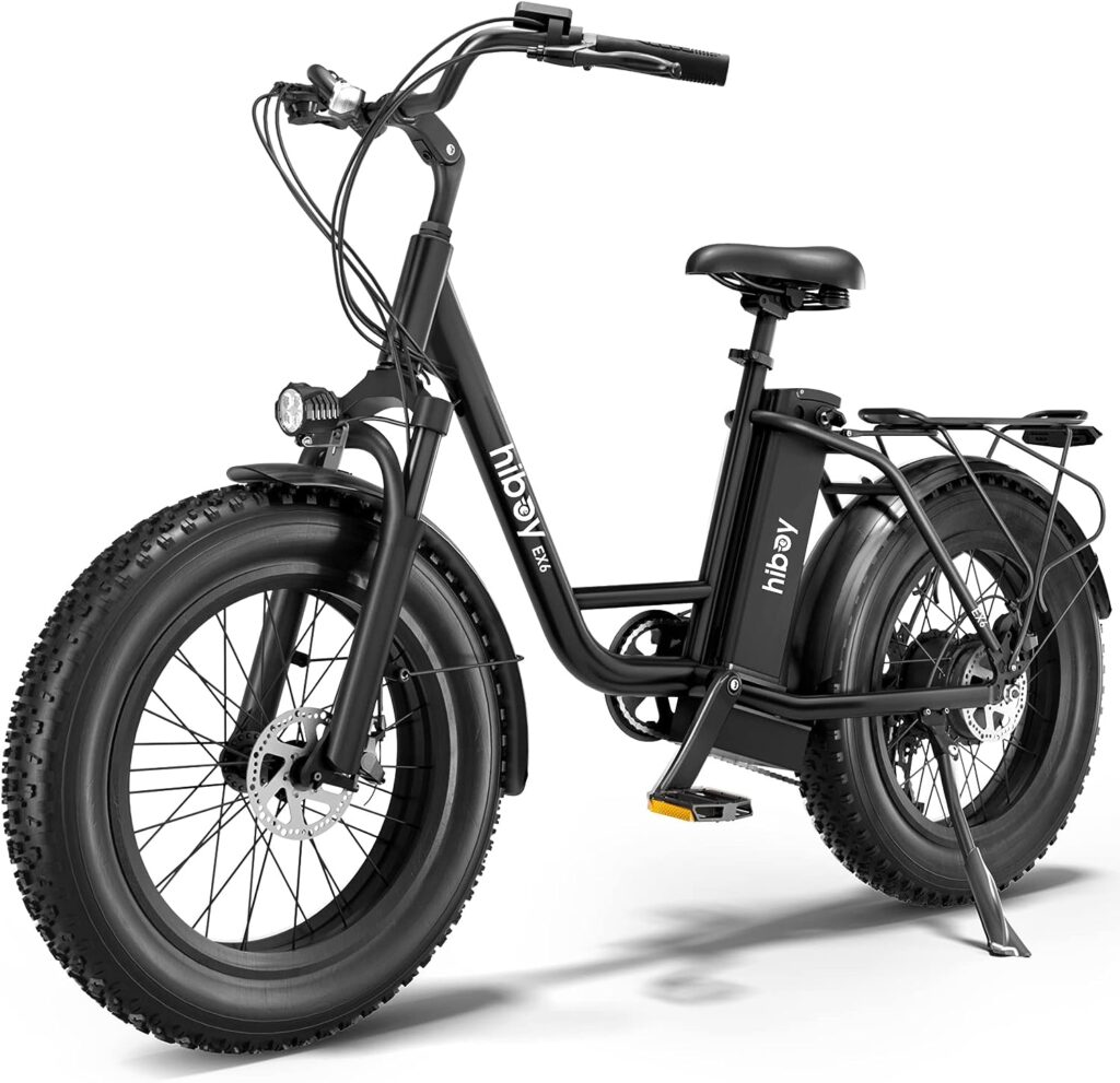 Hiboy EX6 Electric Bike for Adults, 20 4.0 Fat Tire Step-Thru E Bike 500W Brushless Motor, 48V 15AH Removable Battery Ebike Up to 25 MPH, Shimano 7 Speed with Electric Horn