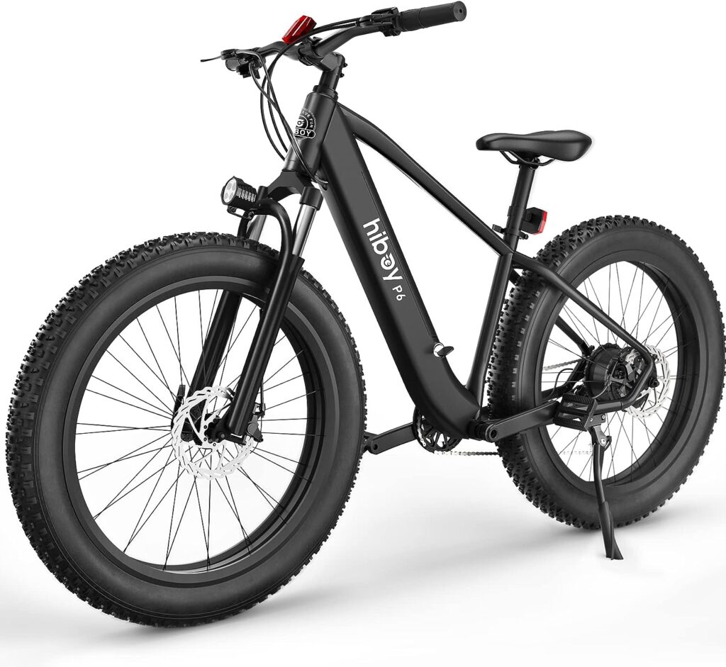 Hiboy P6 Electric Bike for Adults, 28MPH 62.1Miles Range 750W Motor 48V 13Ah Removable Battery Ebike, 26” x 4.0 Fat Tire Electric Mountain Bicycle, Shimano 9 Speed, Hydraulic Suspension, UL Certified