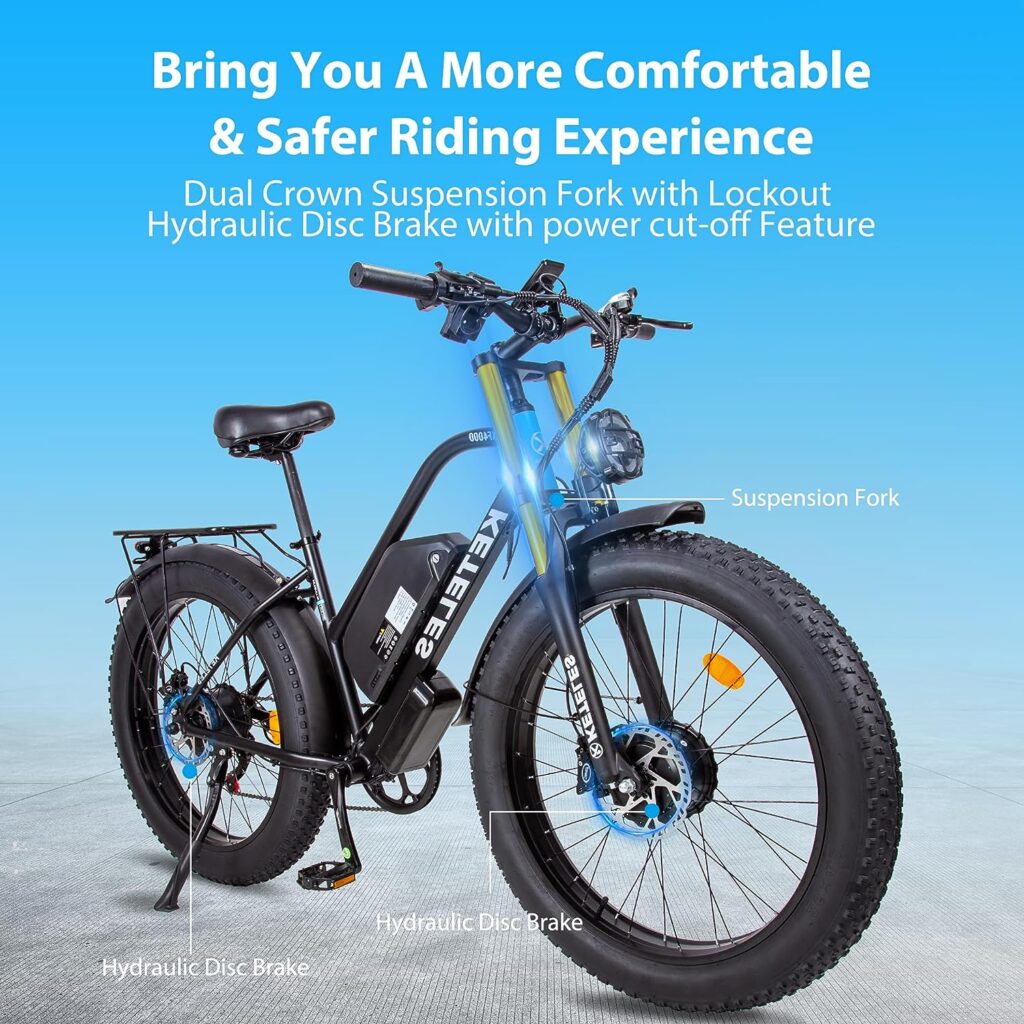 PHNHOLUN KETELES 2000W Electric-Bike Dual-Motor-Ebike-Adults-Men - 26 Fat Tire Electric-Bicycles 48V 23AH Removable Battery 35 MPH, Hydraulic Disc Brake for Snow Commuting Mountain (US Warehouse)